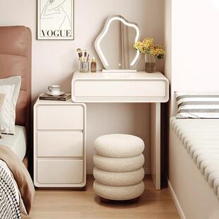实木梳妆台小型现代卧室简约小户型主卧烤漆化妆桌床头柜一体60cm