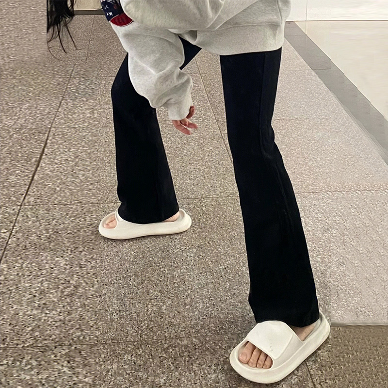 黑色微喇牛仔裤女早春弹力修身高腰马蹄裤直筒小个子喇叭裤拖地裤