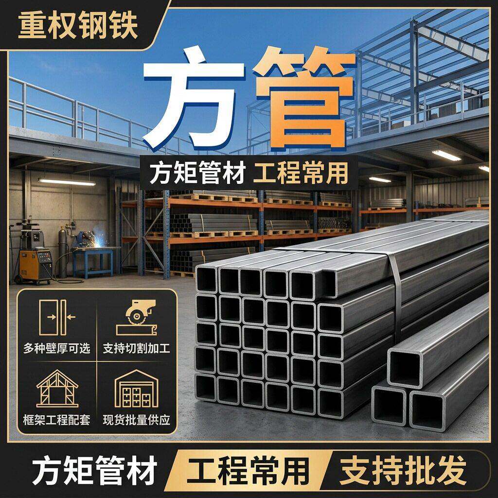 镀锌矩管50*50薄壁方管焊接钢管方钢管机械制造用大口径尺寸定制