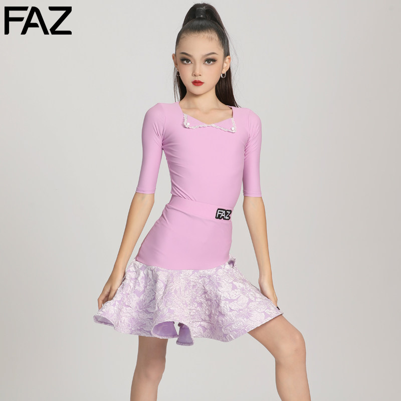 FAZ春秋儿童舞蹈专业表演练习套装训练拉丁舞蹈服高端女童练功服