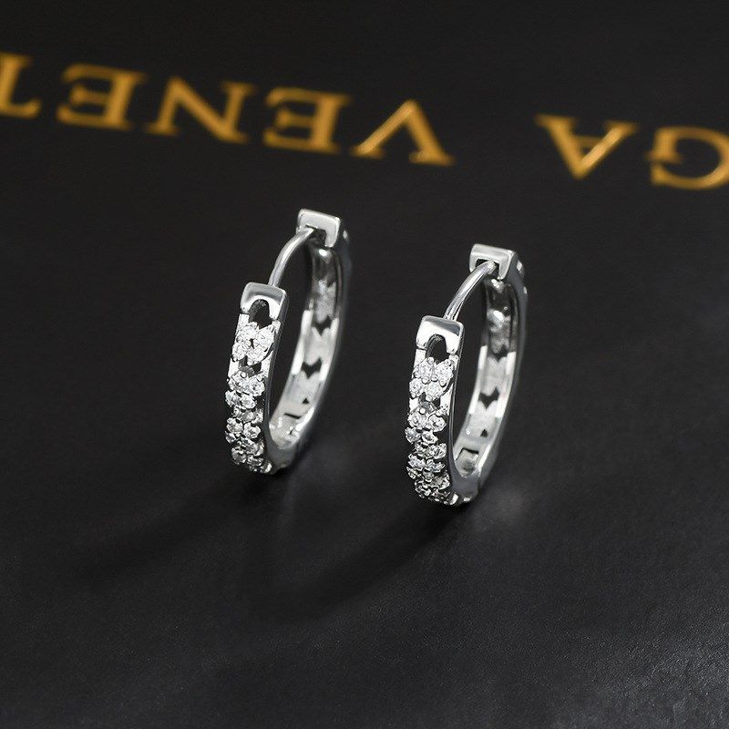 2024年新款微镶锆石气质耳环女小众设计感几何C形耳饰通勤风耳扣