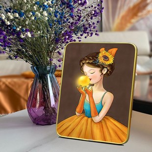 现代简约水晶装饰画客厅卧室书桌摆台酒柜玄关晶T瓷画摆件照片定