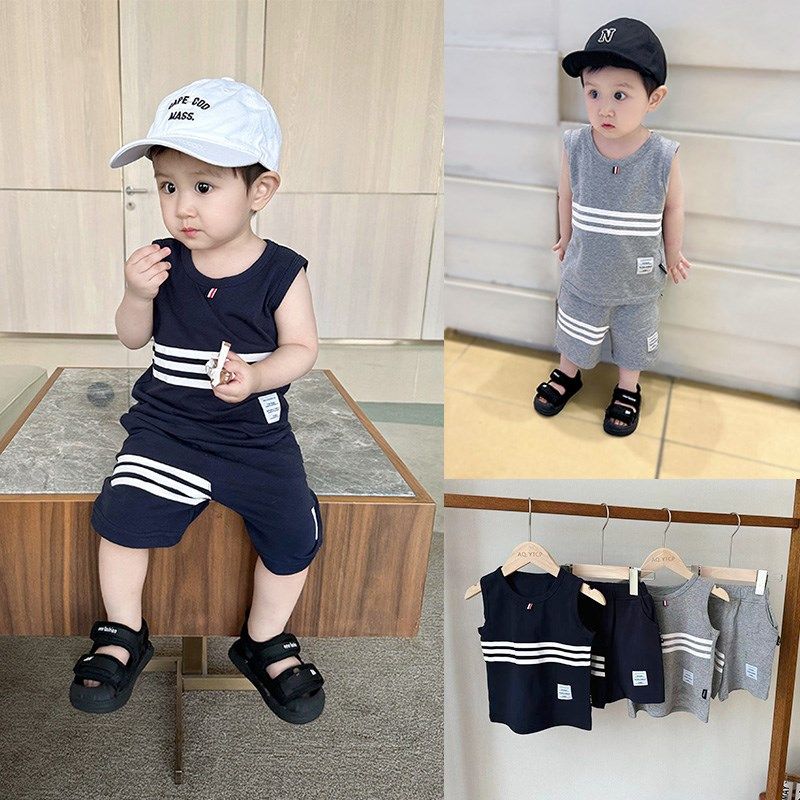 男童宝宝背心套装夏季新款儿童条杠透气运动风婴儿夏季薄款上衣潮,童装/婴儿装/亲子装,背心吊带,淘宝优惠券,粉丝福利购,淘宝优惠卷