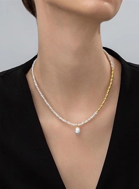 天然淡水珍珠项链女新款爆款水滴吊坠锁骨链时尚通勤百搭个性文艺