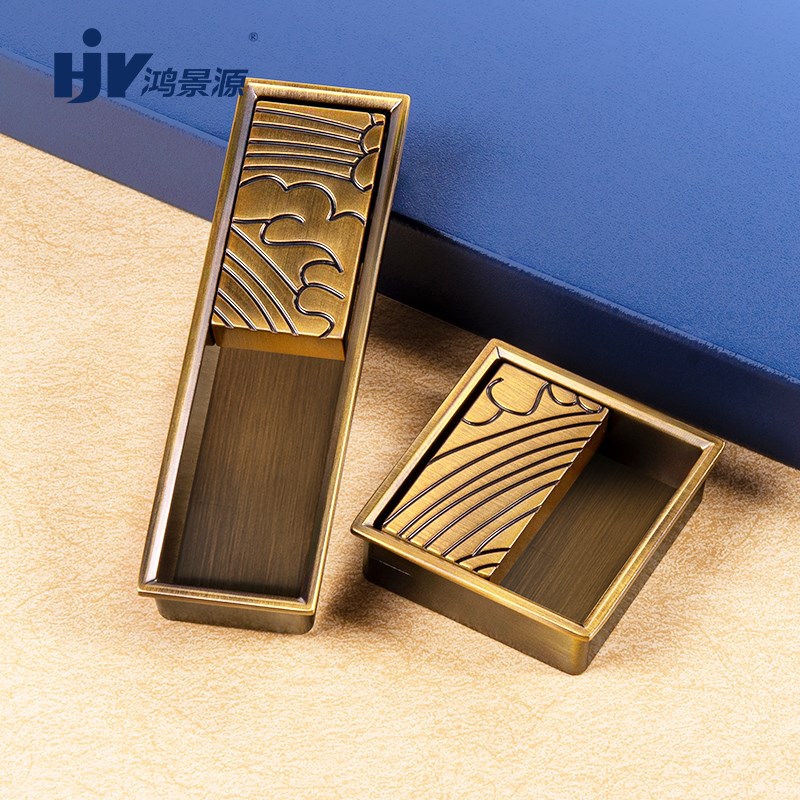 新中式暗装衣柜门拉手开槽内嵌入式橱柜门抽屉把手原木家具五金