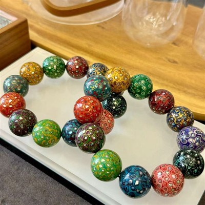满螺钿大漆手串diy配件手工z编织手绳项链文玩佛珠手串配饰品珠子