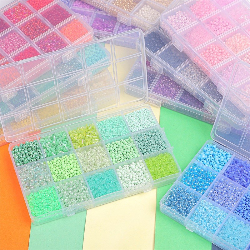 15格玻璃米珠管珠材料包 手工diy制作串珠手链项链饰品配件散珠子