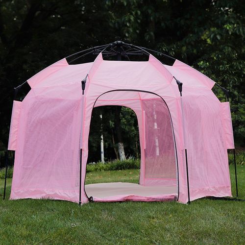 户外露营帐篷全自动粉色帐篷便携式公园野营加厚防晒帐篷儿童帐篷