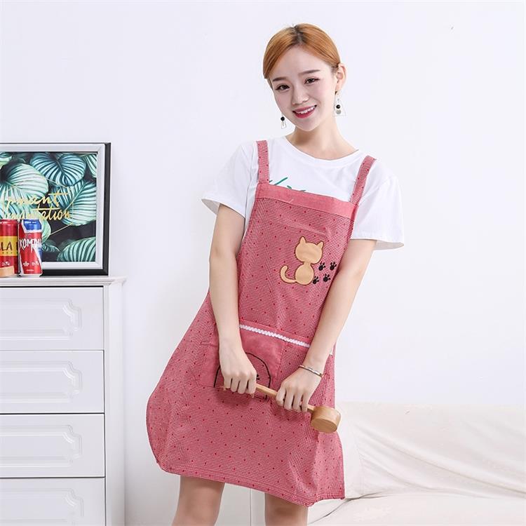 厨房围裙罩衣纯棉男n女可爱成人韩版时尚背带透气围腰加厚工作服