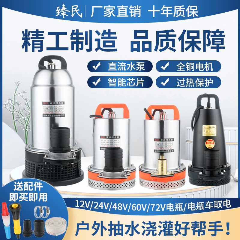 匀发直流抽水泵高扬程电瓶车浇花浇菜神器12VJ48V60V72V抽水机电