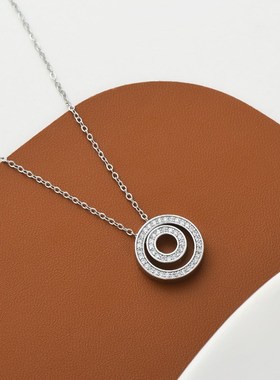 真金电镀微镶锆石气质锁骨链女小众设计感几何圆圈项链个性毛衣链