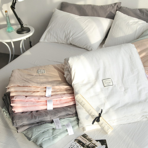 北欧简约水洗棉全棉夏被空调被纯色基础款纯棉春秋被宿舍单人双人