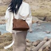 李娜同款 山下有水循迹hobo包植鞣牛皮通勤单肩斜挎软包