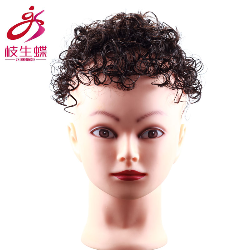 枝生蝶手c织假发卷发块补稀疏盖白发女士补发片 真发头顶发块