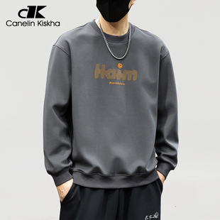上衣男款 Canelin 日系潮牌字母宽松长袖 2025新款 Kiskha卫衣男秋季