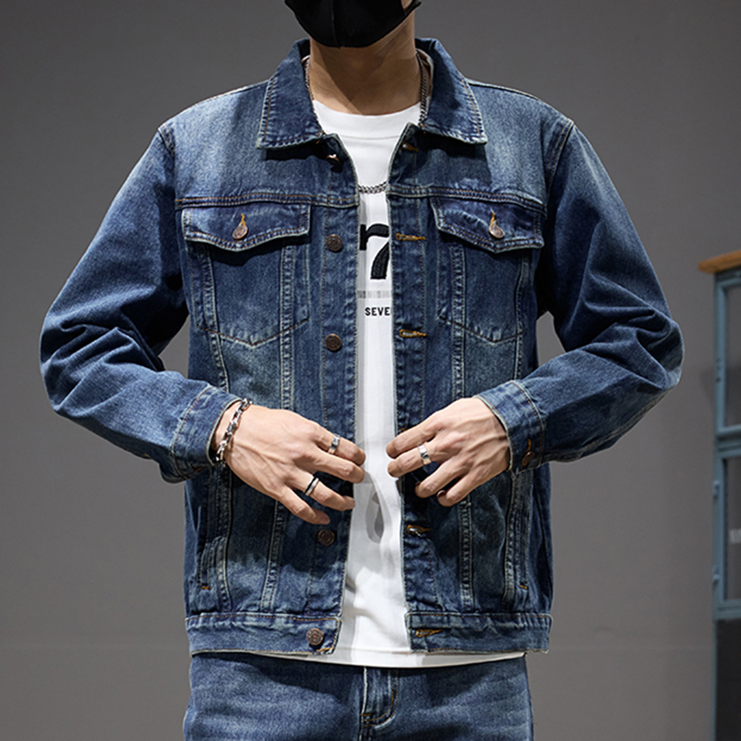 CanelinKiskha重磅男士牛仔外套