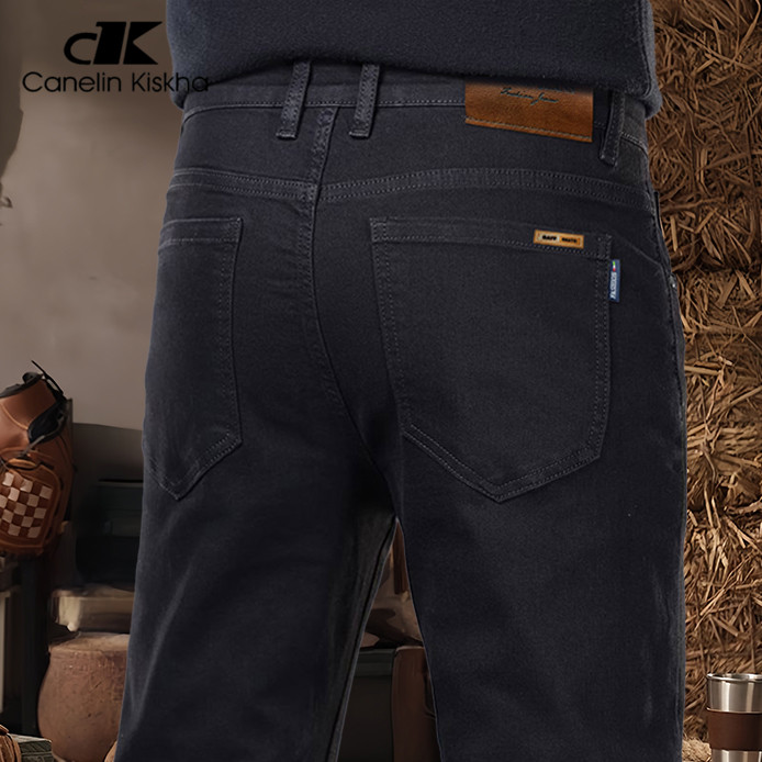 CanelinKiskha男士黑色直筒裤