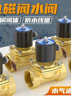 2W常闭24Vg电磁水阀220V铜开关阀2分4分6分1寸不锈钢放水阀12V气