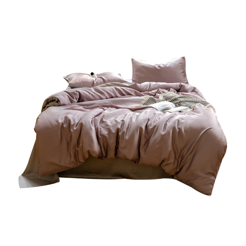 60支兰精天丝四件套 简约纯色双拼夏季丝滑凉感冰丝被套床单床品,床上用品,床品套件/四件套/多件套,淘宝优惠券,粉丝福利购,淘宝优惠卷