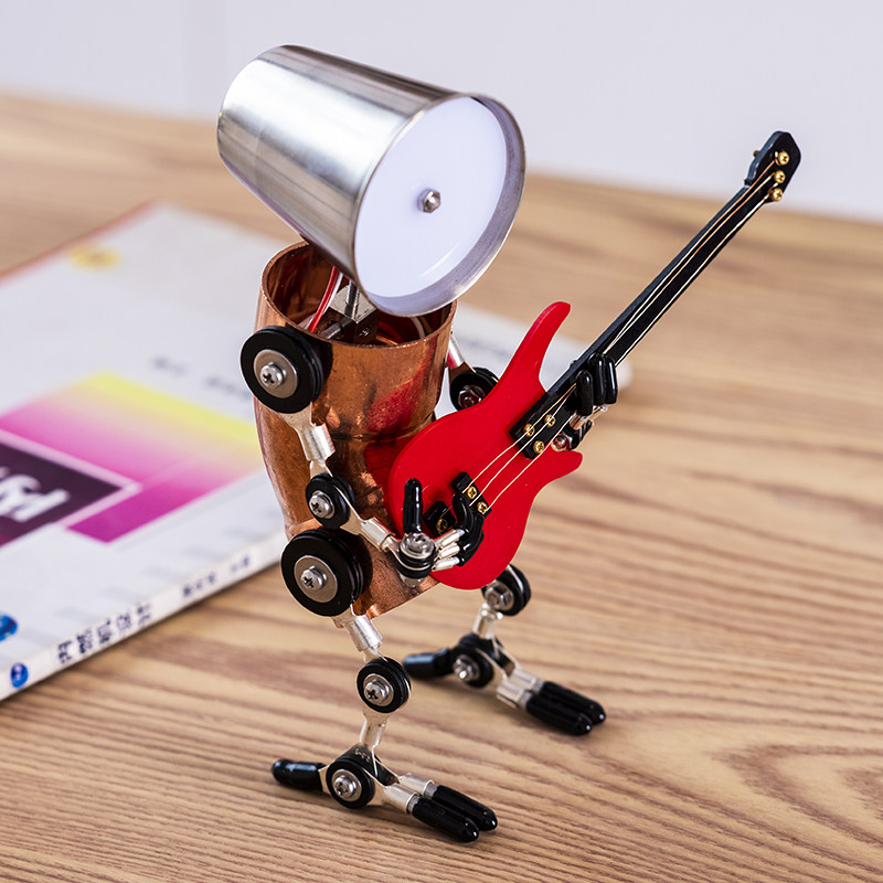 工业风机器人摆件桌面小夜灯金属蒸汽朋克纯手工吉他贝斯男生礼物