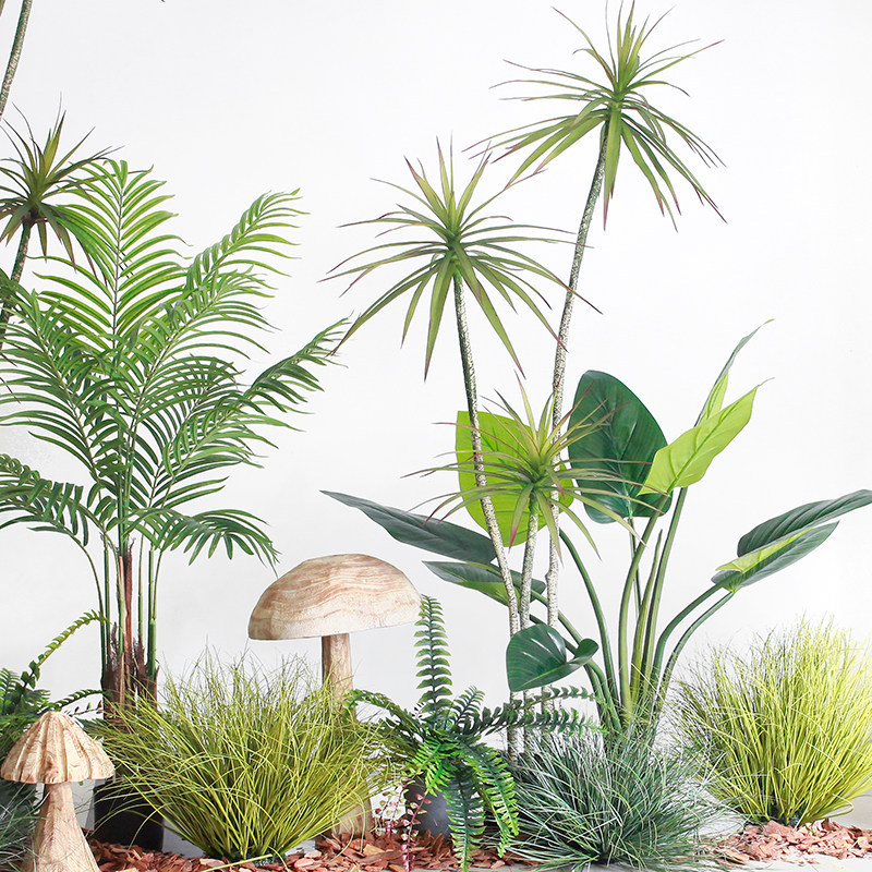 仿真绿植草垛草丛 室内植物景观造景搭配落地盆栽小草弯草蒲草堆