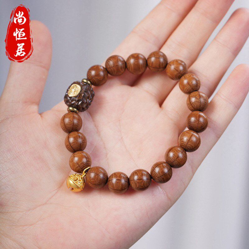 六道木手串1.0单圈DIY锤纹黑柿木珠款 男女文玩念珠手串厂家