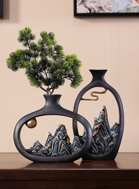 新中式博b古架酒柜装饰品客厅茶几餐桌家居摆设茶室书柜摆件