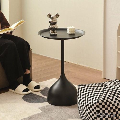 简约边几小户型铁艺小圆桌奶油风沙发边小茶几床边铁艺茶几角几