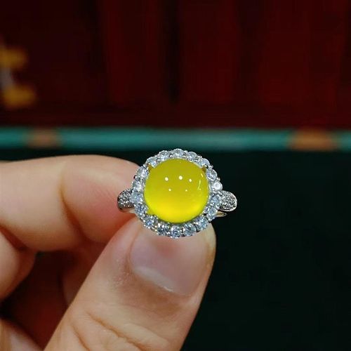 天然高冰满绿玉髓圆形玉髓活口戒指精品玉髓戒指女款绿色粉色白色