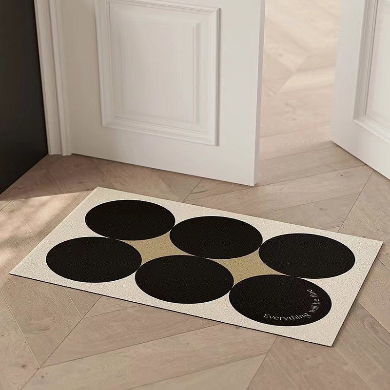 黑白地垫入户门垫家用简约高级感门口pvc丝圈踩脚垫进门防滑玄关