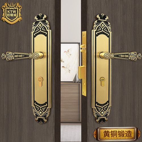欧式门锁黄铜仿古室内门锁 黄铜实木门锁别墅卧室房门锁