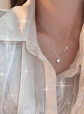 六爪单钻锆石项链女款轻奢小众锁骨链新款女百搭高级感配饰首饰品