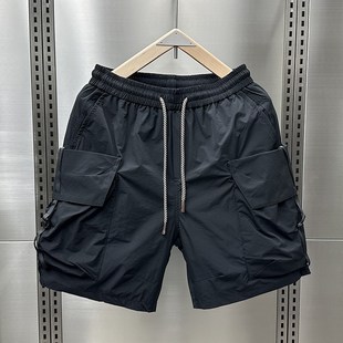 新款 休闲五分裤 微阔版 工装 衩时尚 男夏季 直筒大裤 大兜潮流宽松 短裤