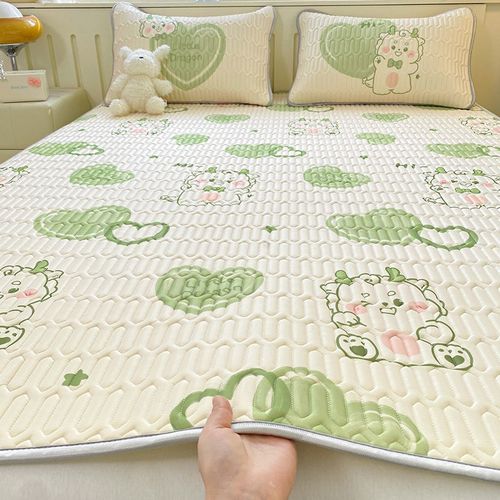 2024新品小清新凉感丝乳胶凉席床单款三件套