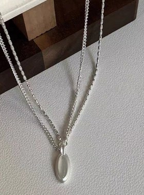 韩系椭圆项链女锁骨链双层新款爆款轻奢百搭小众设计感高级感饰品