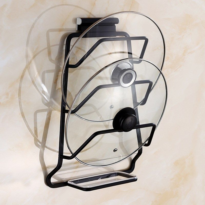 黑色锅盖架太空铝带接水盘挂架厨房收纳架壁挂沥水架,家装主材,厨房挂件套餐,淘宝优惠券,粉丝福利购,淘宝优惠卷