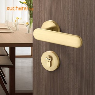 极简门锁室内卧室房门锁门把手现代磁吸静音锁生态木门锁锌合金锁