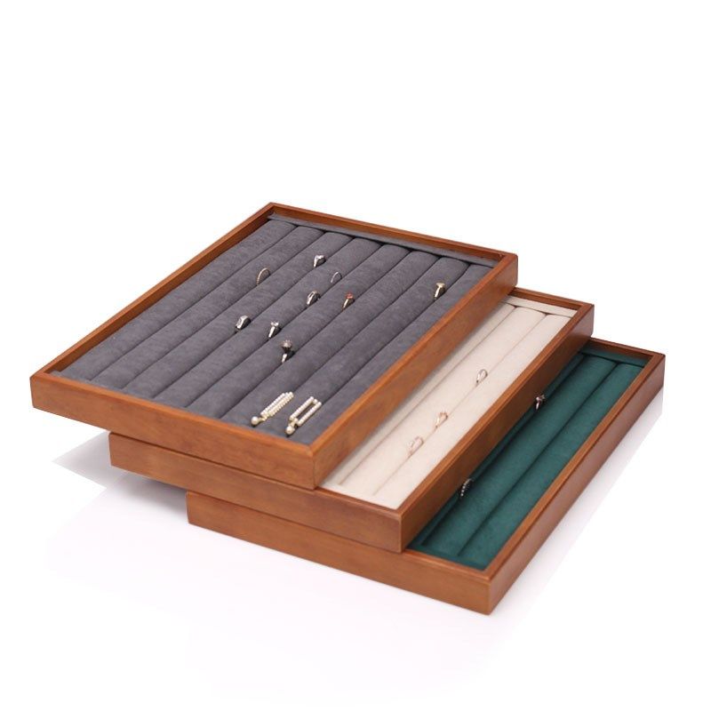 实木复古烤漆首饰盘戒指耳钉耳环串珠珍珠展示托盘珠宝饰品看货盘