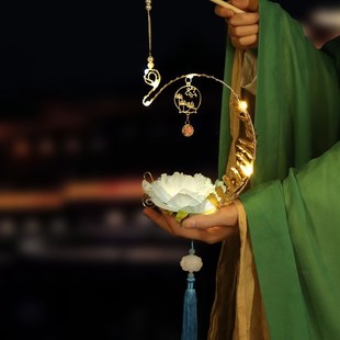 中秋发光灯笼牡丹花灯古风手提diy儿童手工材料包新年小宫灯灯笼