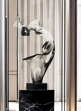 酒店大堂抽象透i明树脂雕塑售楼处楼梯间玄关客厅电视柜摆件工艺