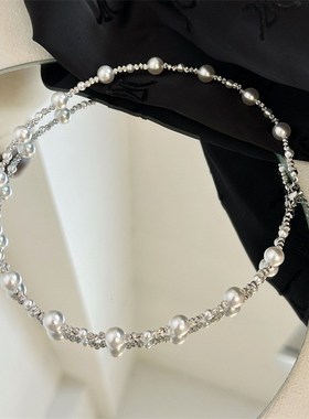 简约气质珍珠项链轻奢精致饰品毛衣链百搭少女法式浪漫温柔锁骨链