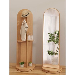 多功能旋转轮子穿衣镜卧室挂衣架一体全身落地镜家用网红试衣镜子