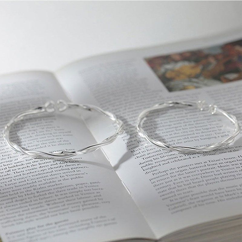 白铜镀银莫比乌斯环情侣手镯一对情侣款手环实心镯子七夕送男女友