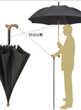 511雨伞 长柄伞两用防滑分离式登山加固防嗮老人拐杖雨伞定制logo