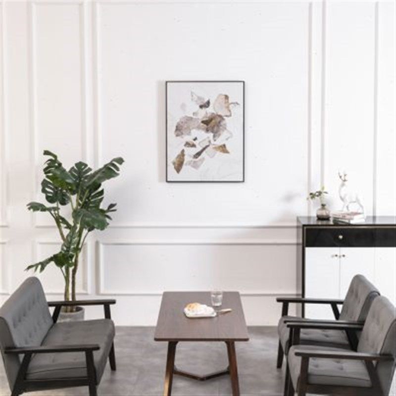 甜品奶茶店桌椅组合双人休息区办公洽谈皮沙发椅咖啡厅卡座实木