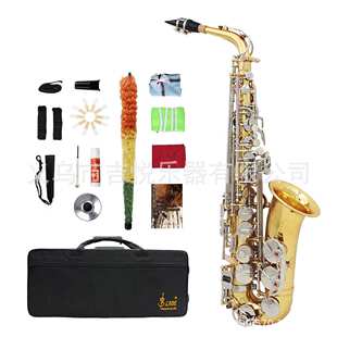 跨境货源降E中音萨克斯风Alto saxophone金银双色漆金萨克斯乐器