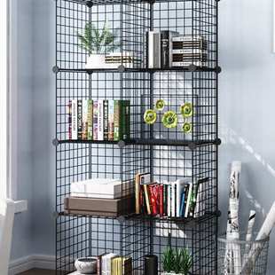 定制铁网置物架客厅书柜儿童储物架简约落地铁书架铁艺收纳储物柜