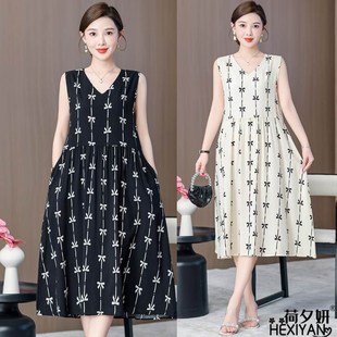 可外穿孕妇睡衣裙宽松无袖 妈妈棉绸睡裙女士夏季 R绵绸连衣裙家居