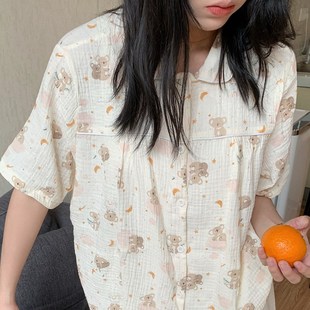 高级亲肤舒适F少女甜美可外穿家居服女套 卡通可爱睡衣女夏天新款