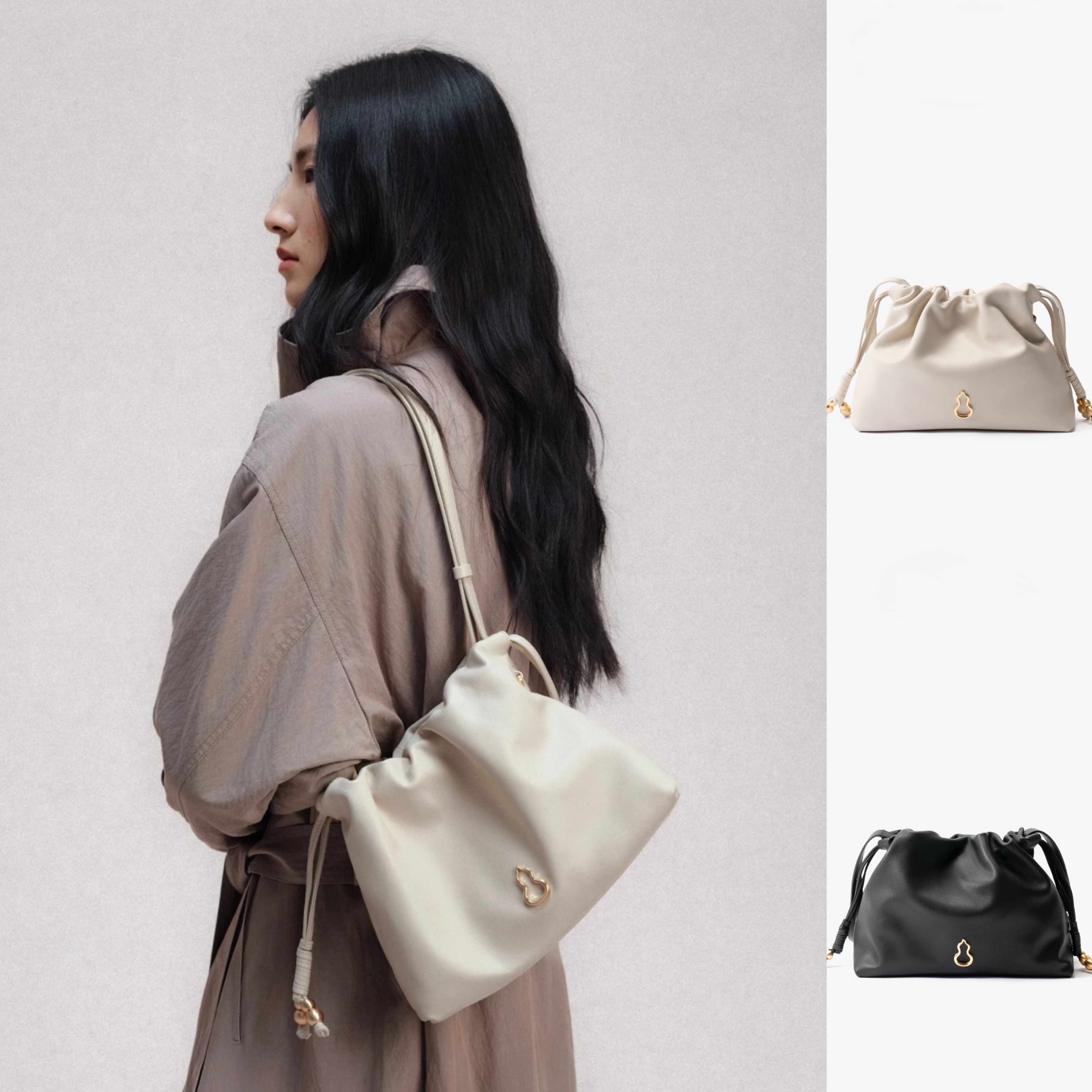 董洁同款云朵包牛皮垃圾袋腋下包